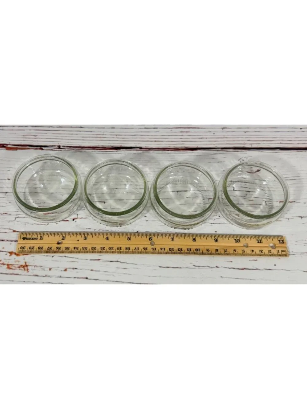 Clear Glass Dessert Ramekins Round Bowls 3.25” Set of 4 Condiments Or Prep Gü